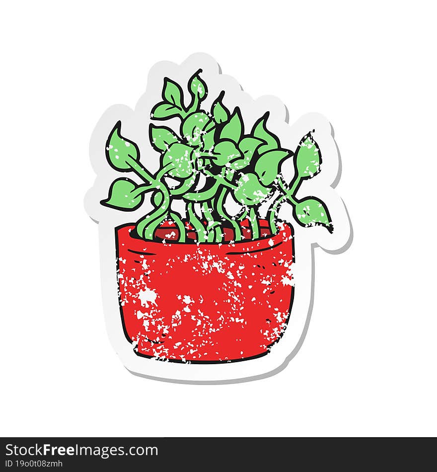 retro distressed sticker of a cartoon house plant