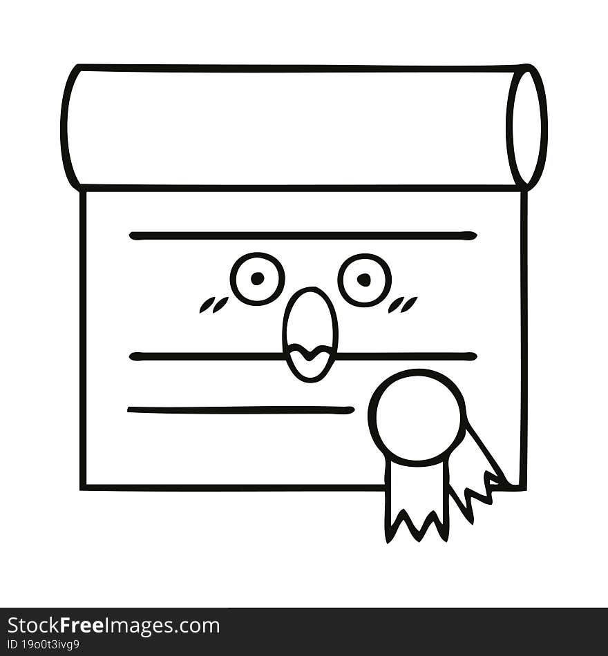 line drawing cartoon certificate