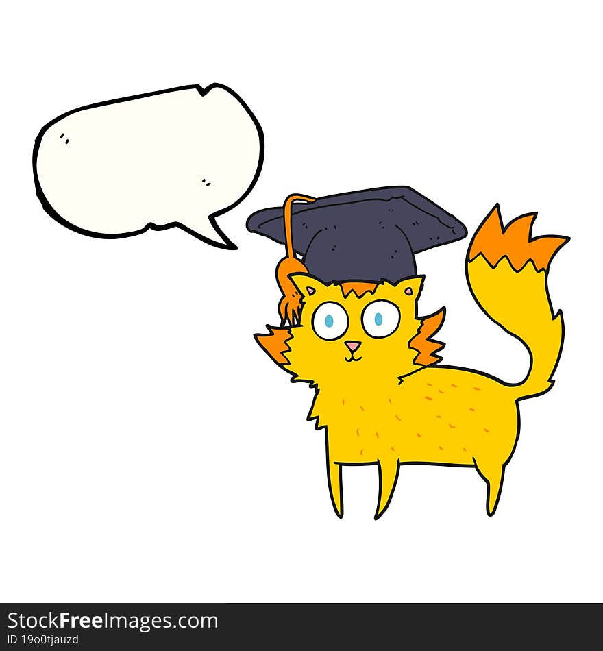 speech bubble cartoon cat graduate