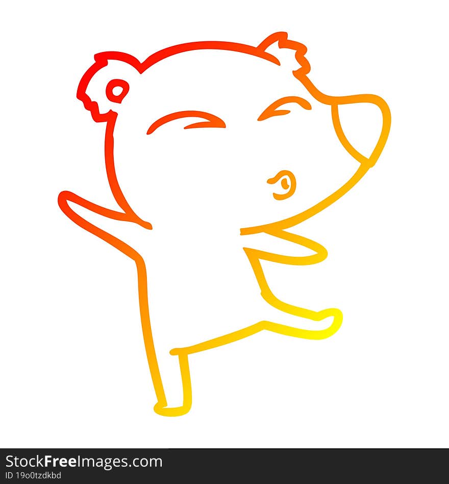 Warm Gradient Line Drawing Cartoon Whistling Bear