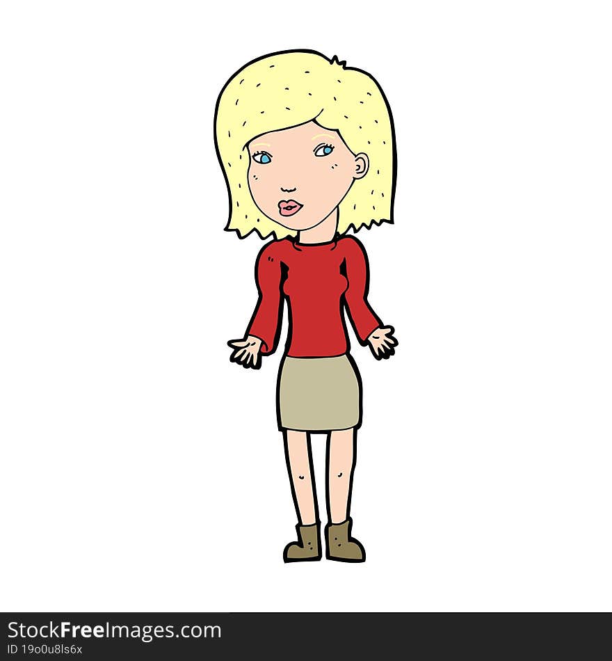 cartoon woman shrugging shoulders
