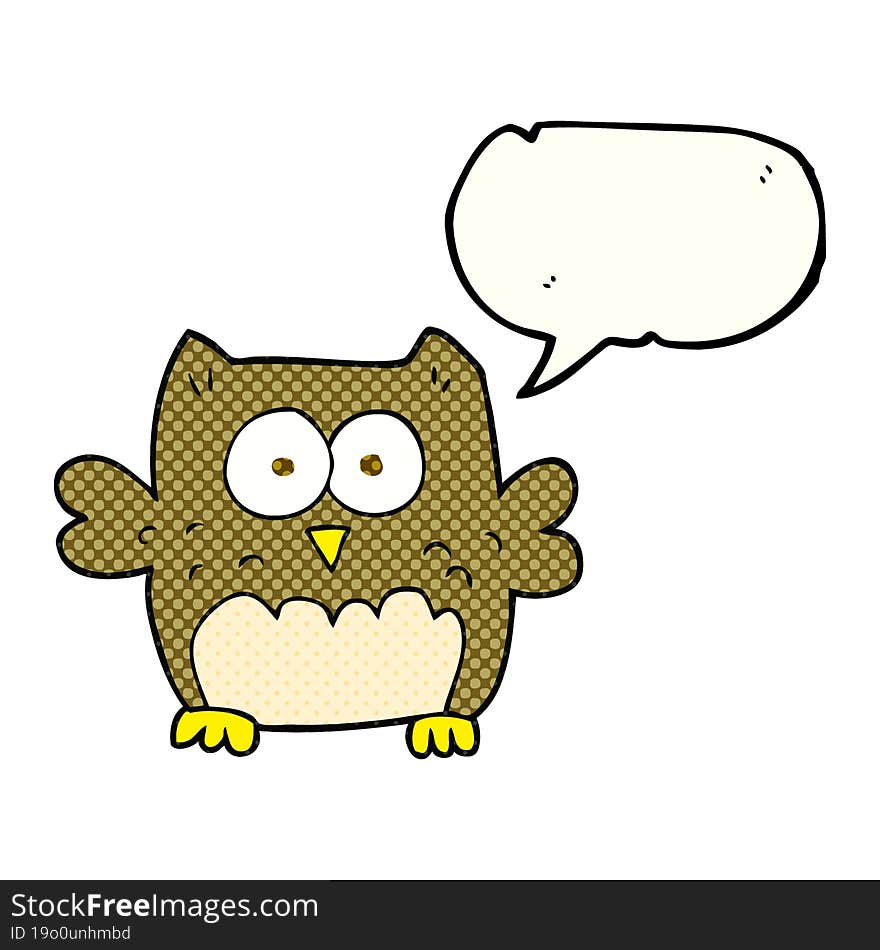 freehand drawn comic book speech bubble cartoon owl