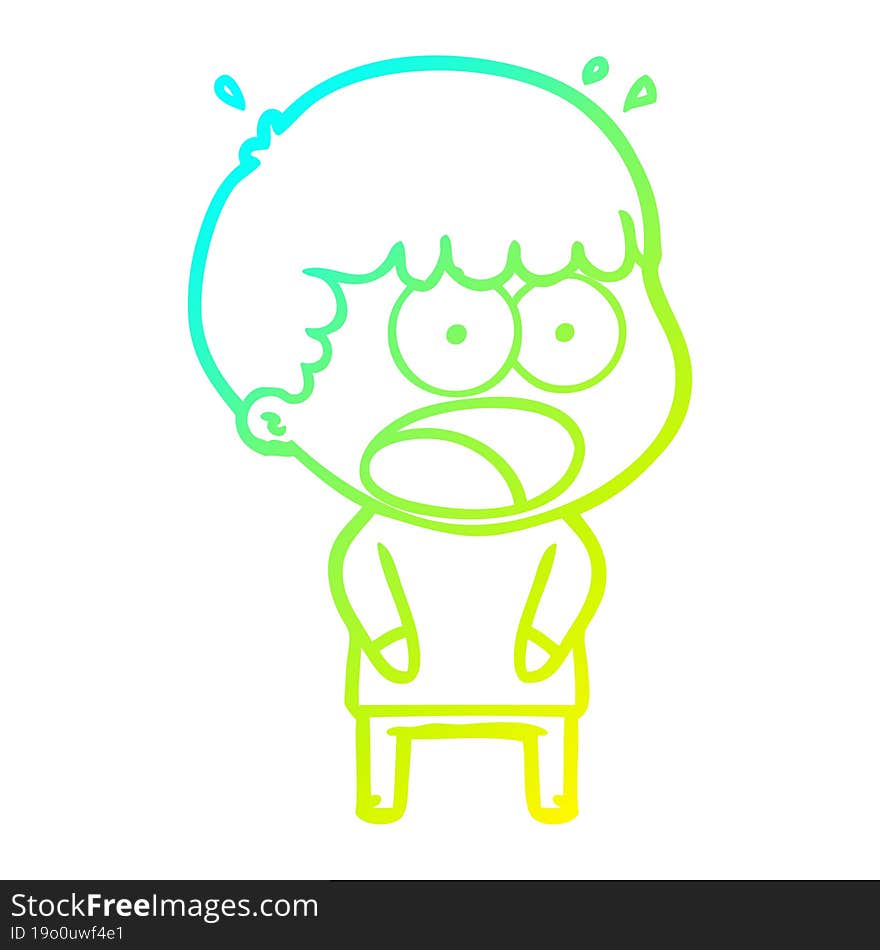 cold gradient line drawing cartoon shocked man