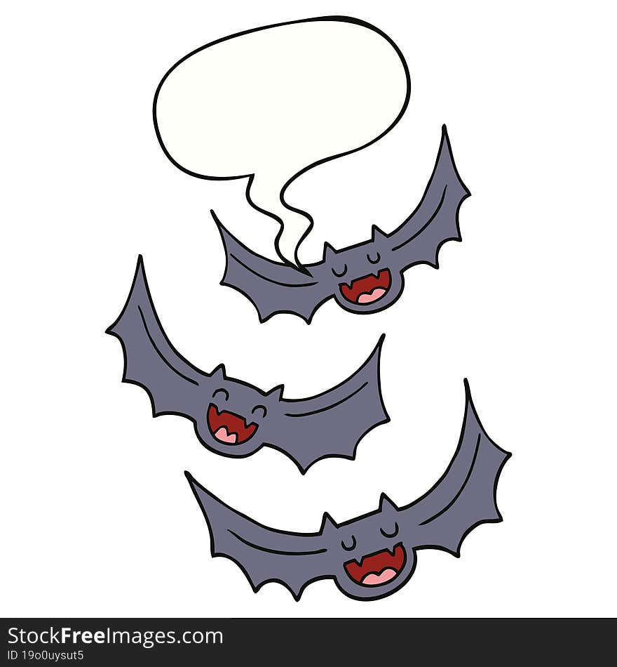 cartoon vampire bats and speech bubble