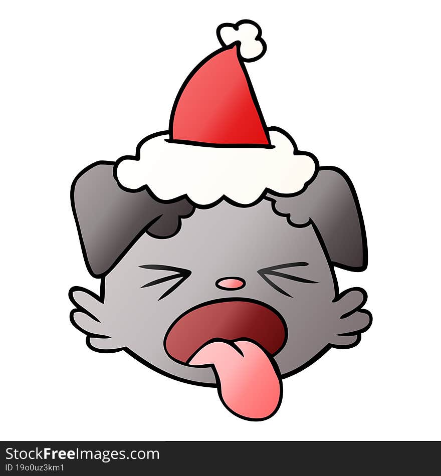 gradient cartoon of a dog face wearing santa hat