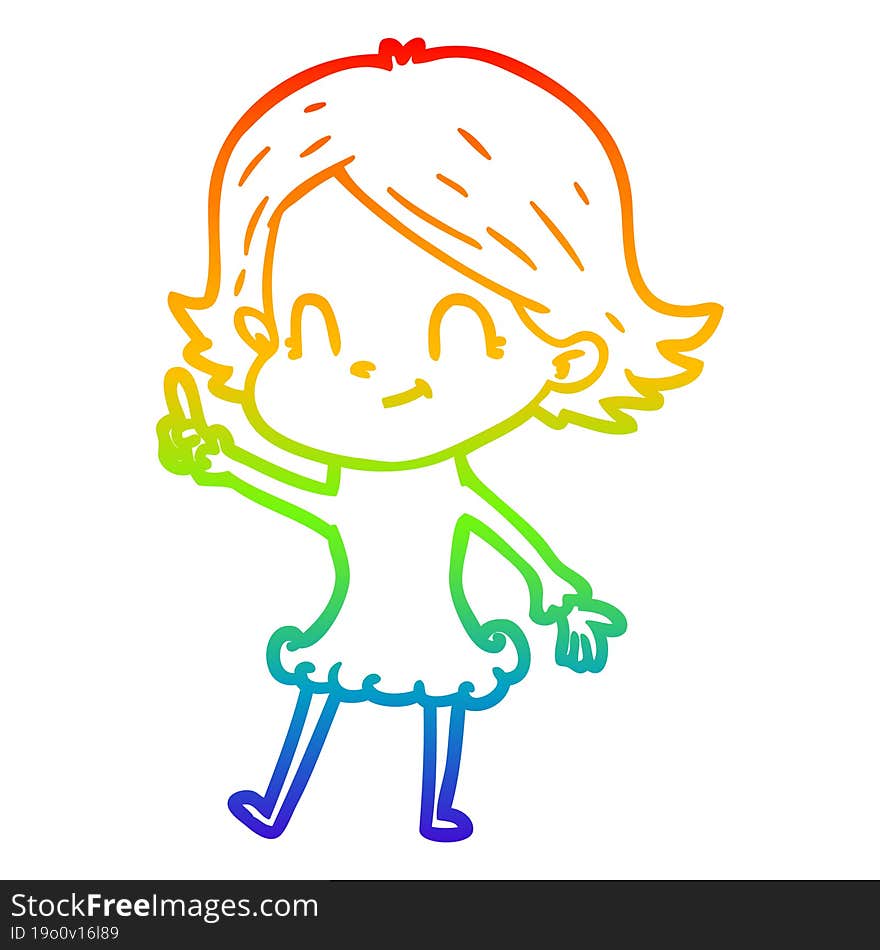 rainbow gradient line drawing cartoon friendly girl