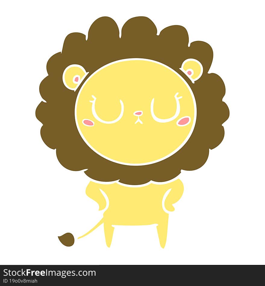 Flat Color Style Cartoon Lion