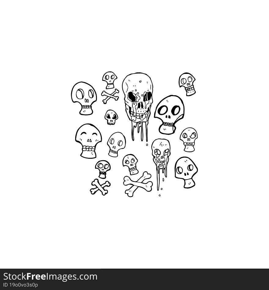 Spooky Skull Symbols Cartoon Collection