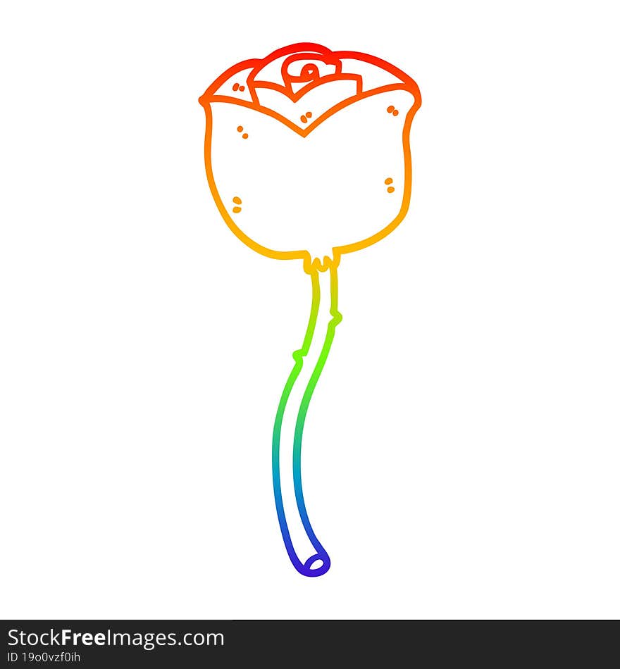 rainbow gradient line drawing cartoon rose