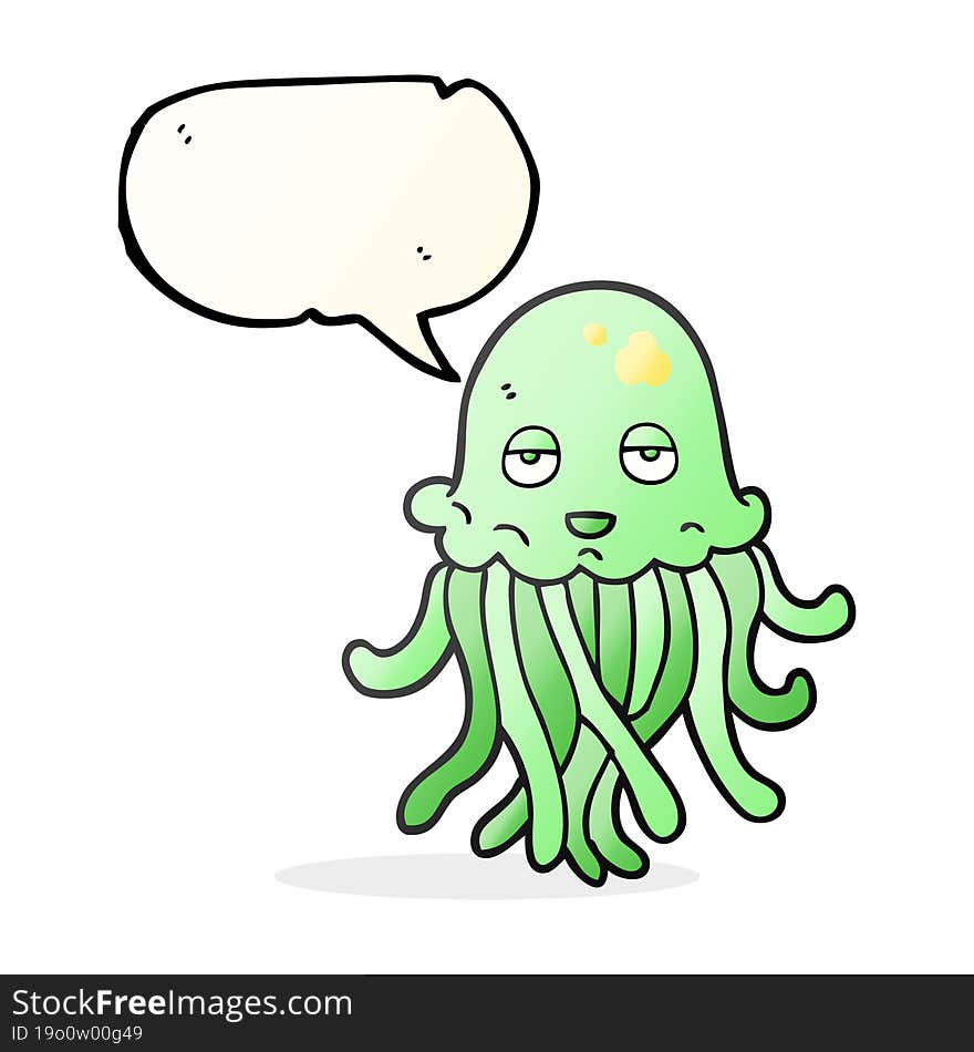 freehand drawn speech bubble cartoon octopus