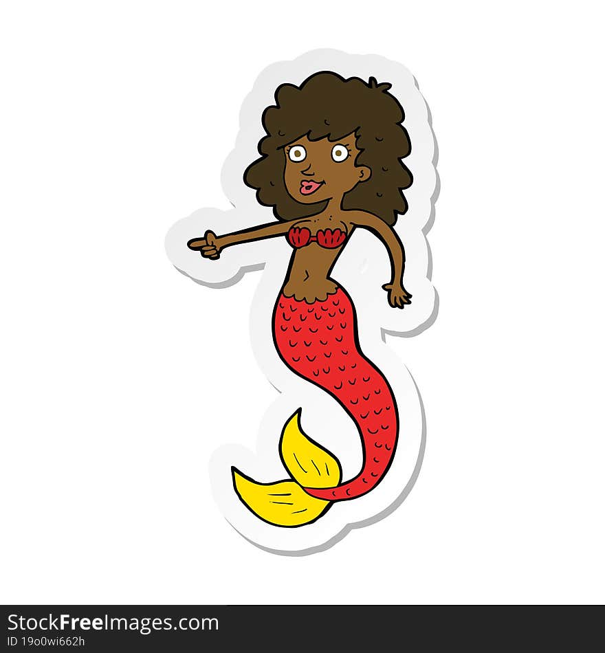 Sticker Of A Cartoon Mermaid