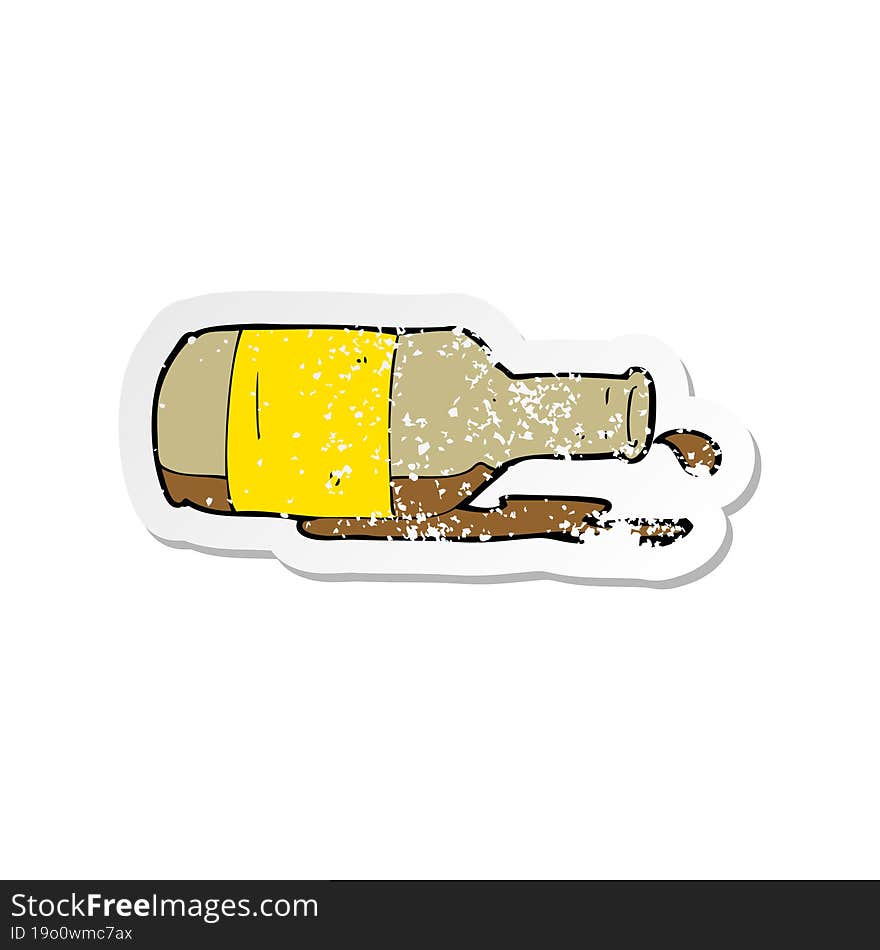 Retro Distressed Sticker Of A Cartoon Spilled Beer