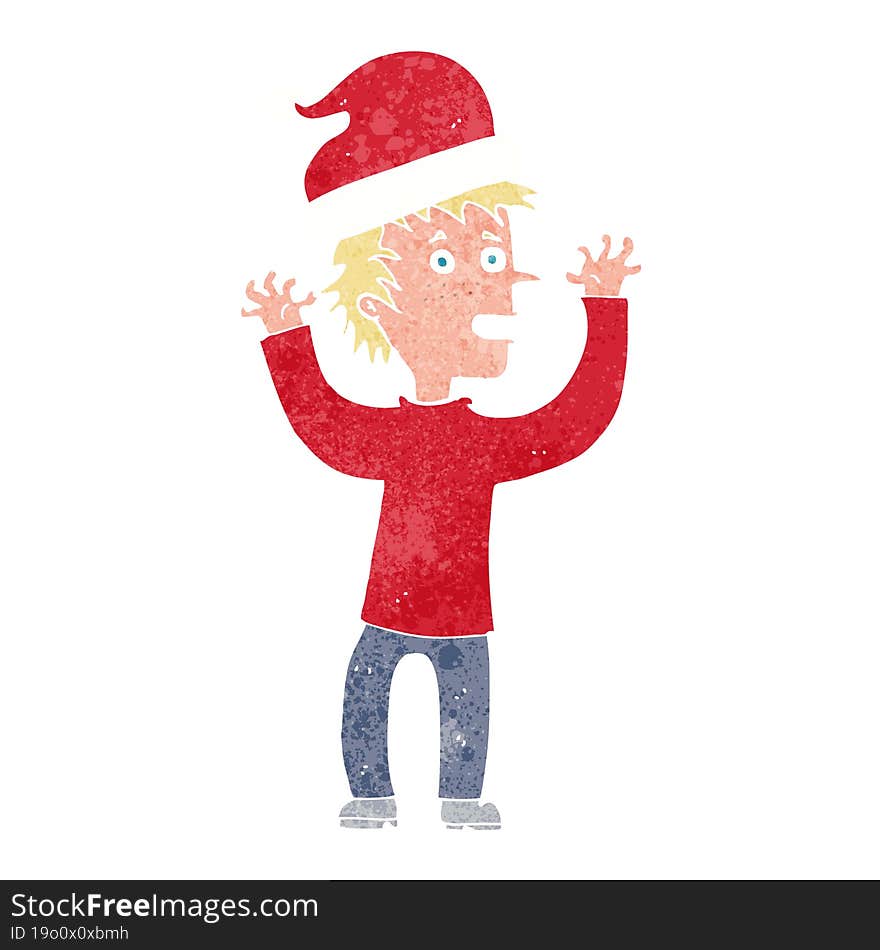 cartoon man ready for christmas