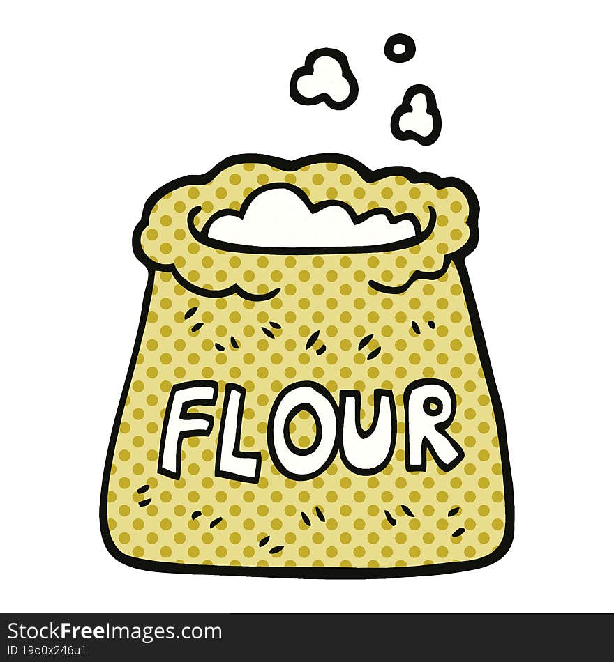 comic book style cartoon bag of flour