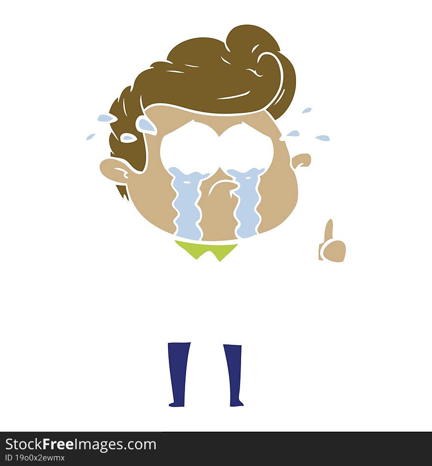 Flat Color Style Cartoon Crying Man