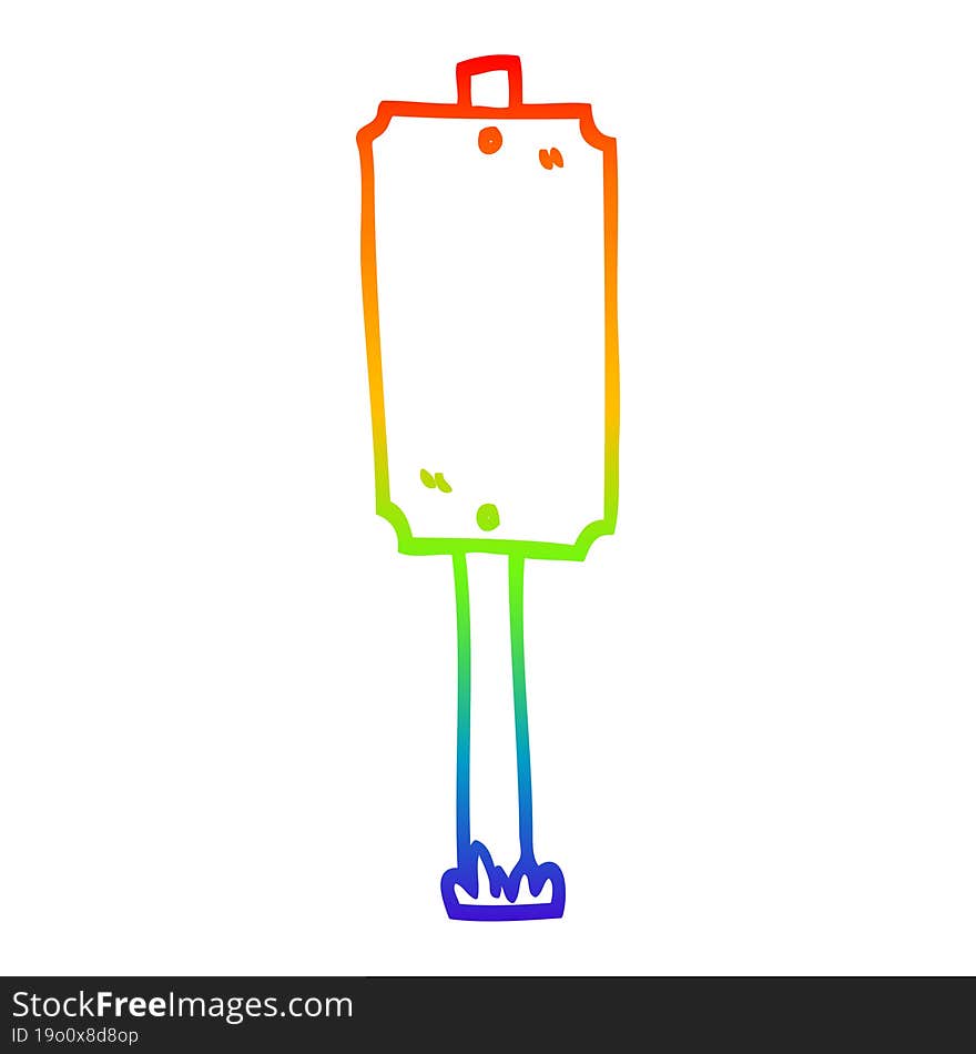 rainbow gradient line drawing of a cartoon blank sign post