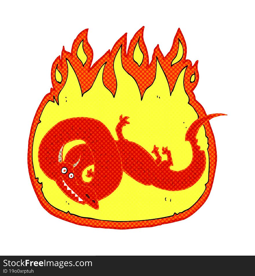 cartoon flaming dragon