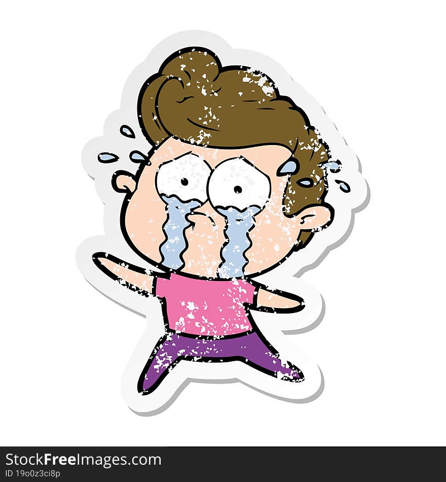 distressed sticker of a dancing crying man