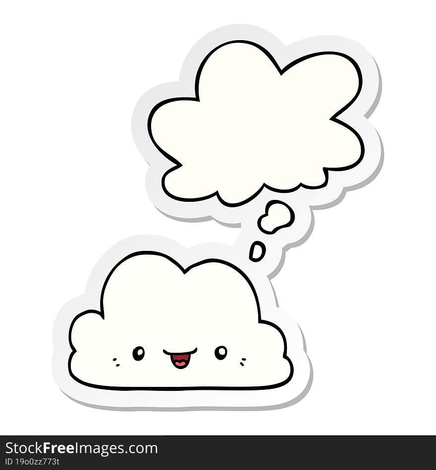 cute cartoon cloud and thought bubble as a printed sticker