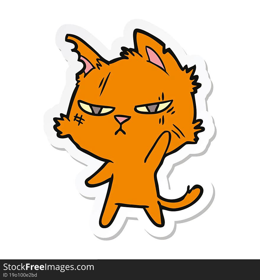 sticker of a tough cartoon cat