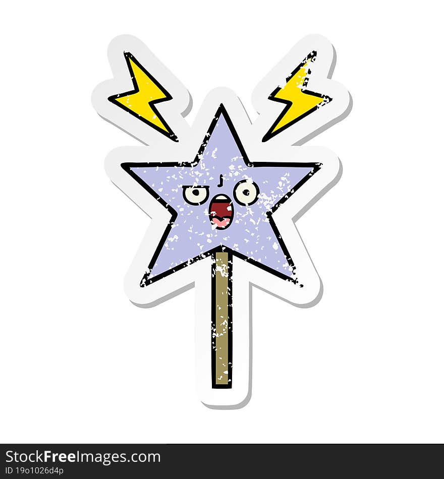 Distressed Sticker Of A Cute Cartoon Magic Wand