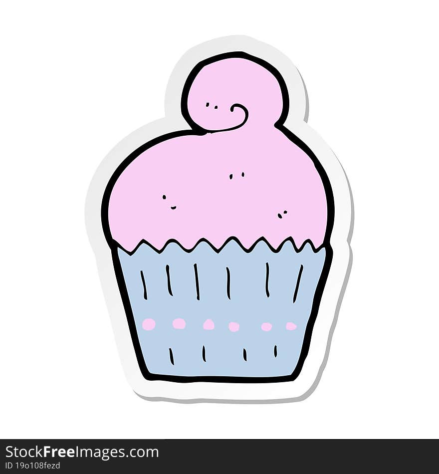 sticker of a cartoon cupcake