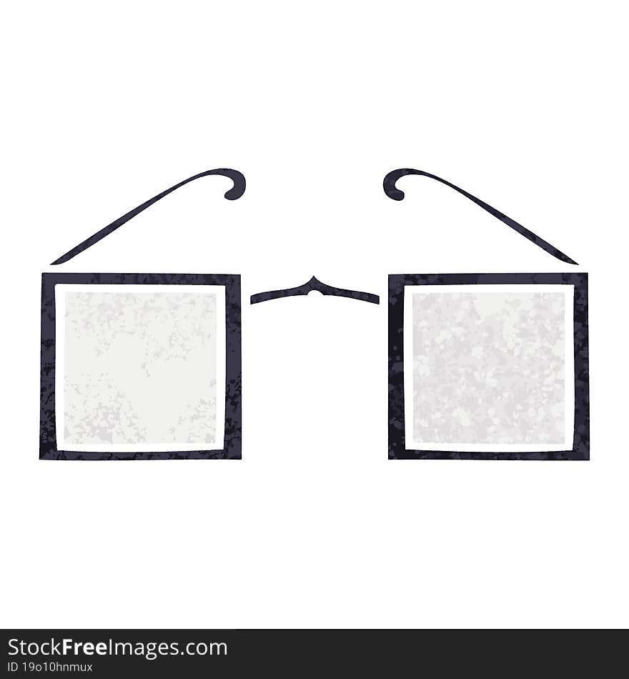 retro illustration style cartoon square glasses