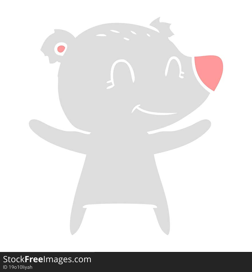 smiling bear flat color style cartoon