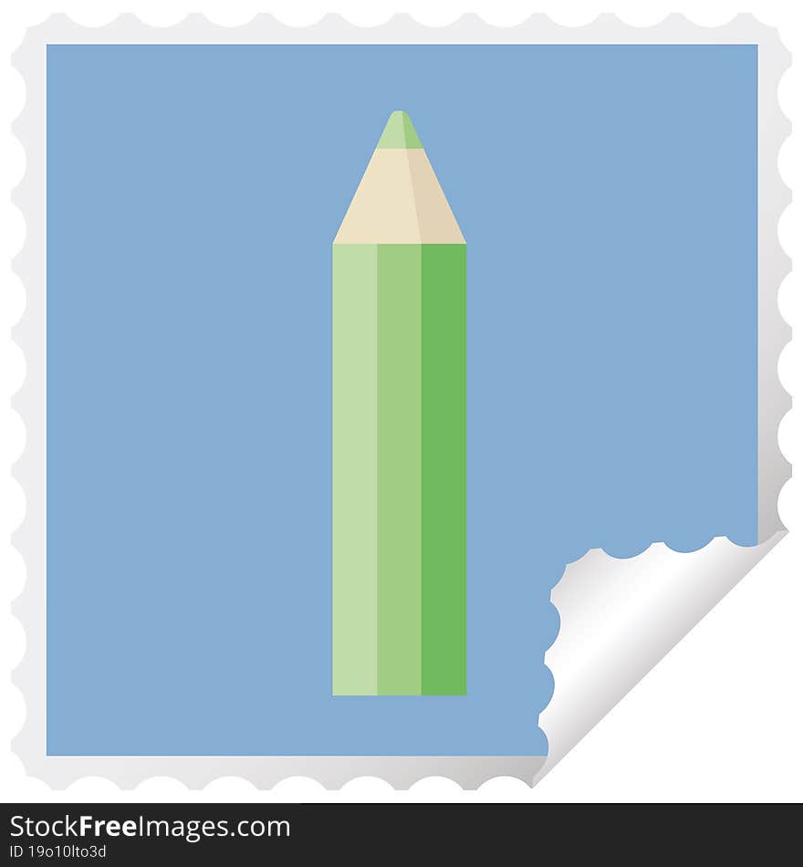 green coloring pencil graphic vector illustration square sticker stamp