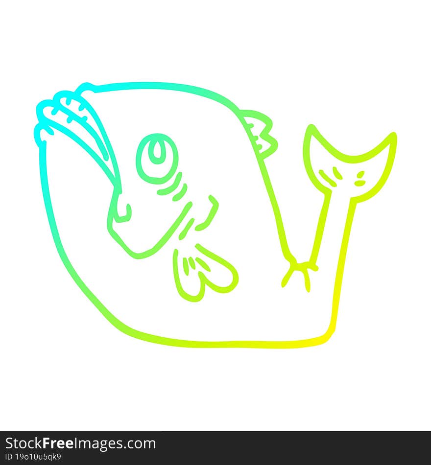 cold gradient line drawing funny cartoon fish