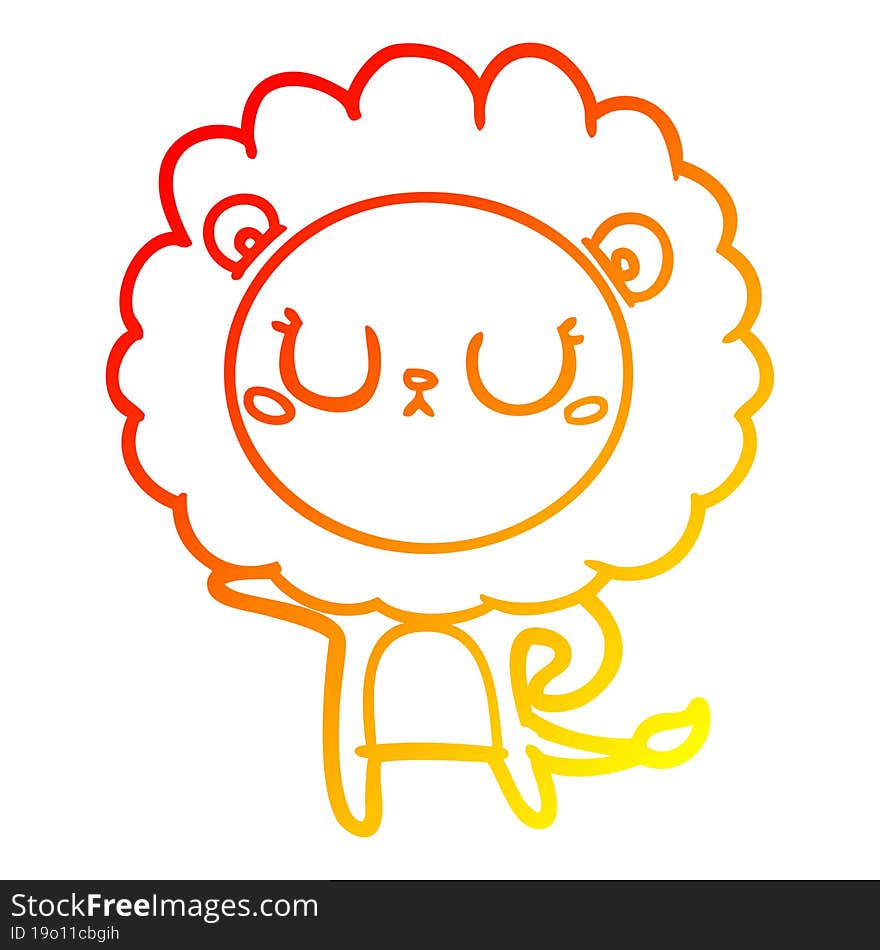 warm gradient line drawing cartoon lion