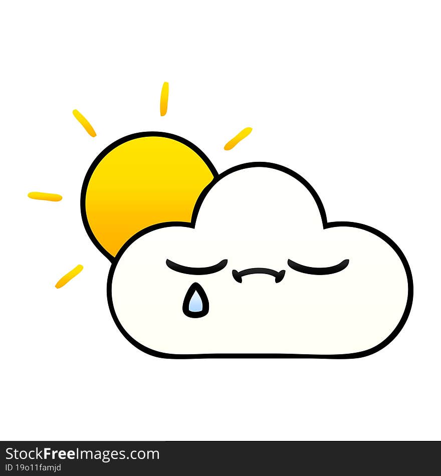 gradient shaded cartoon of a sunshine and cloud