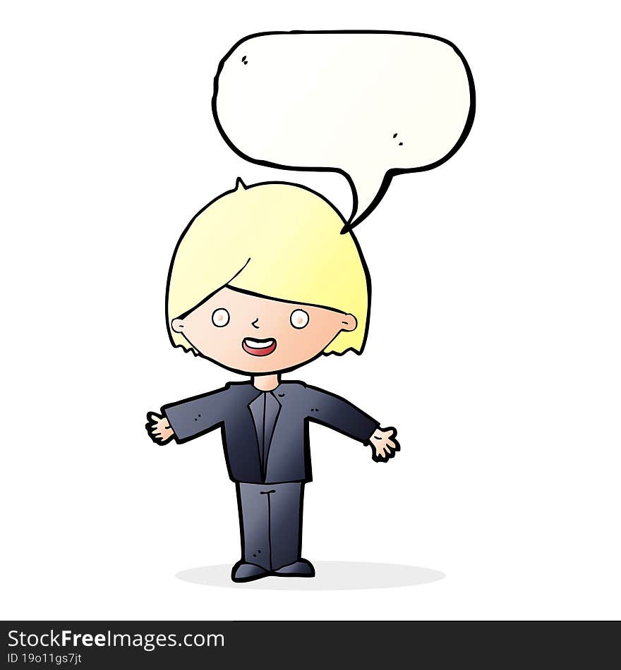 Cartoon Happy Man With Speech Bubble