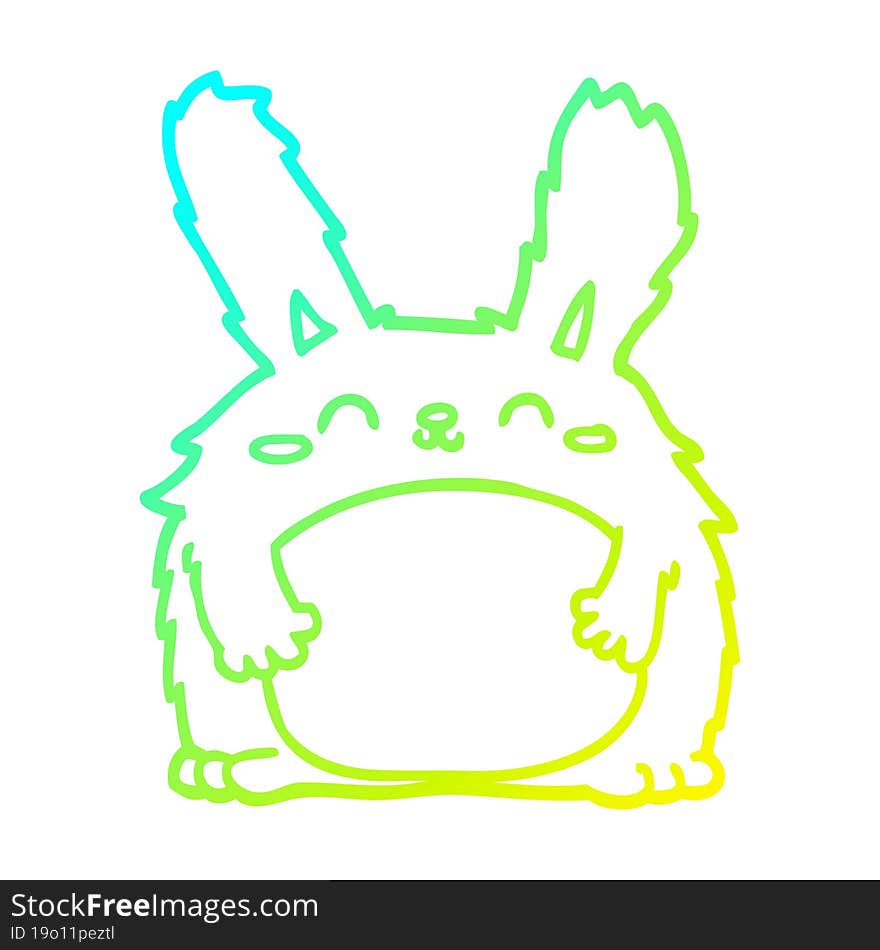 Cold Gradient Line Drawing Cartoon Furry Rabbit