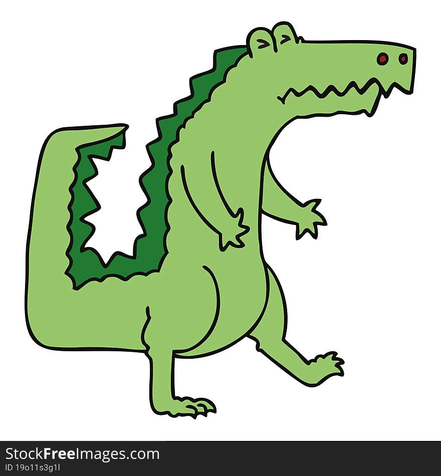 hand drawn quirky cartoon crocodile. hand drawn quirky cartoon crocodile