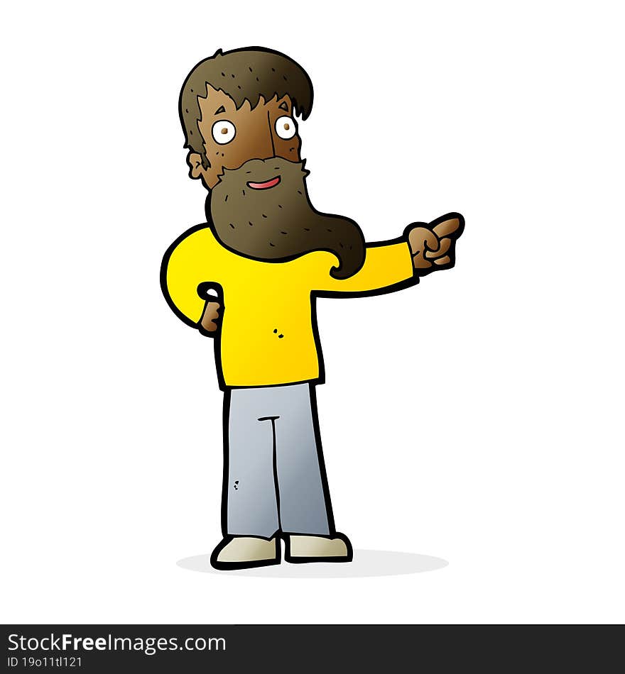 cartoon man with beard pointing