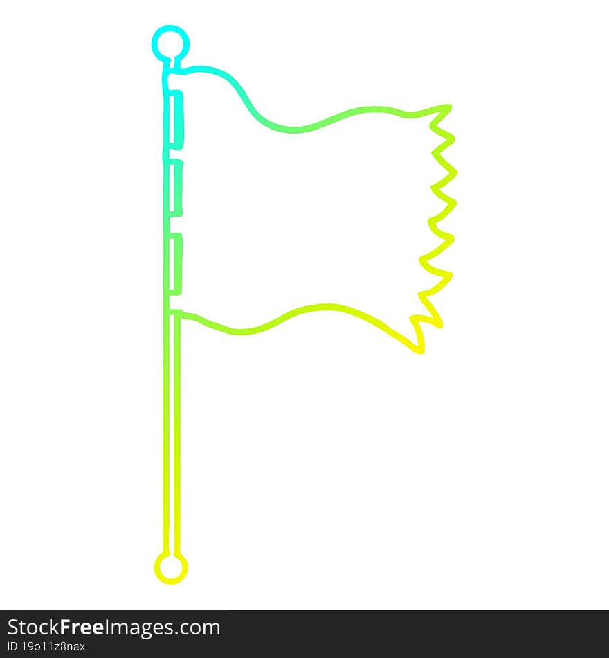 Cold Gradient Line Drawing Cartoon Waving Flag