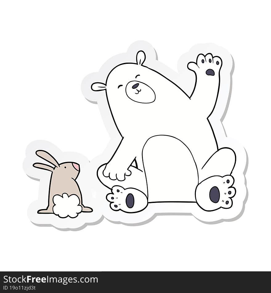 Sticker Of A Cartoon Winter Animals