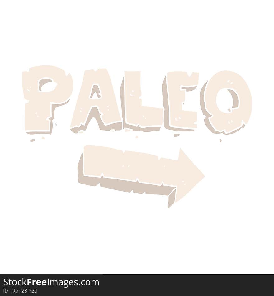 flat color illustration of a cartoon paleo diet pointing arrow