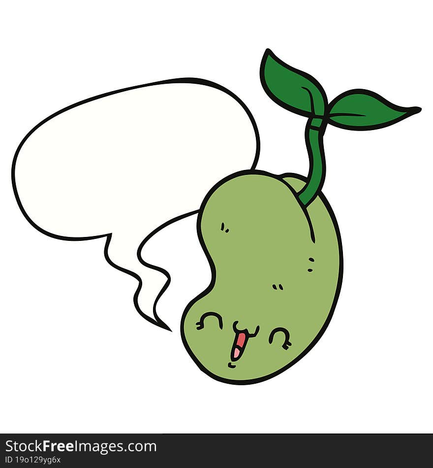 cute cartoon seed sprouting and speech bubble