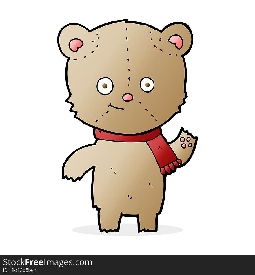 Cartoon Teddy Bear Waving