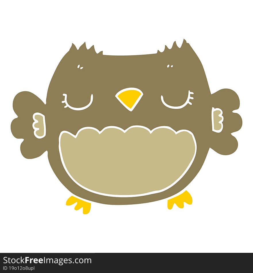 Cute Flat Color Style Cartoon Owl