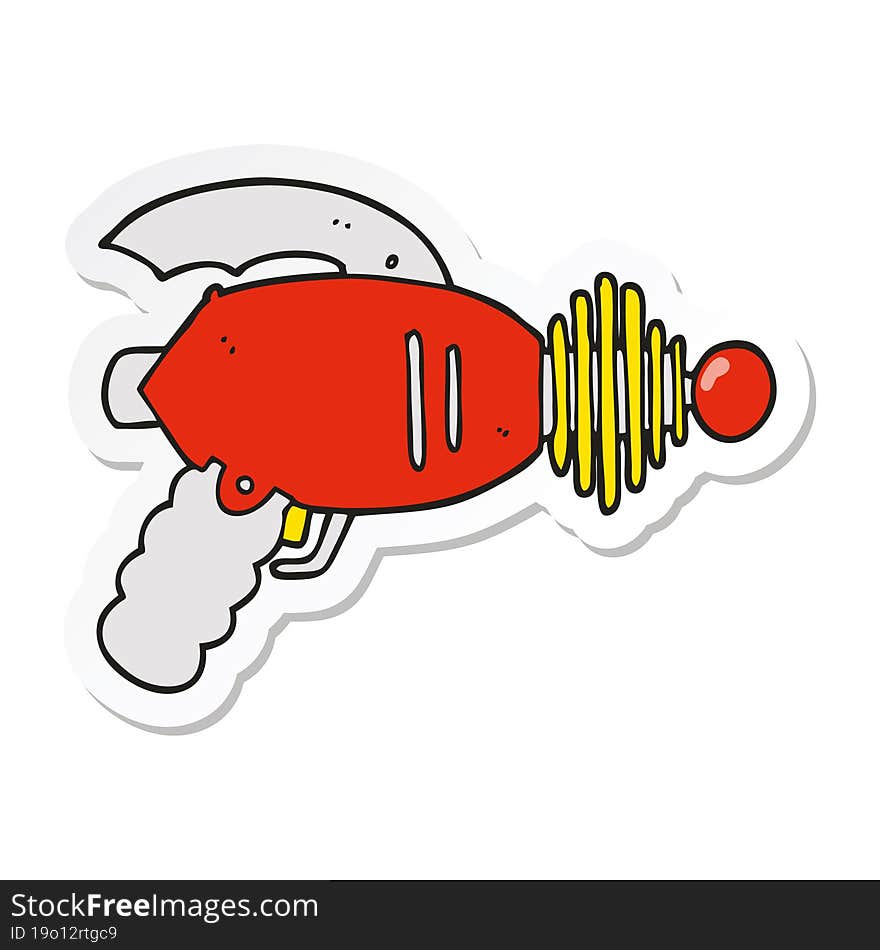 sticker of a cartoon ray gun