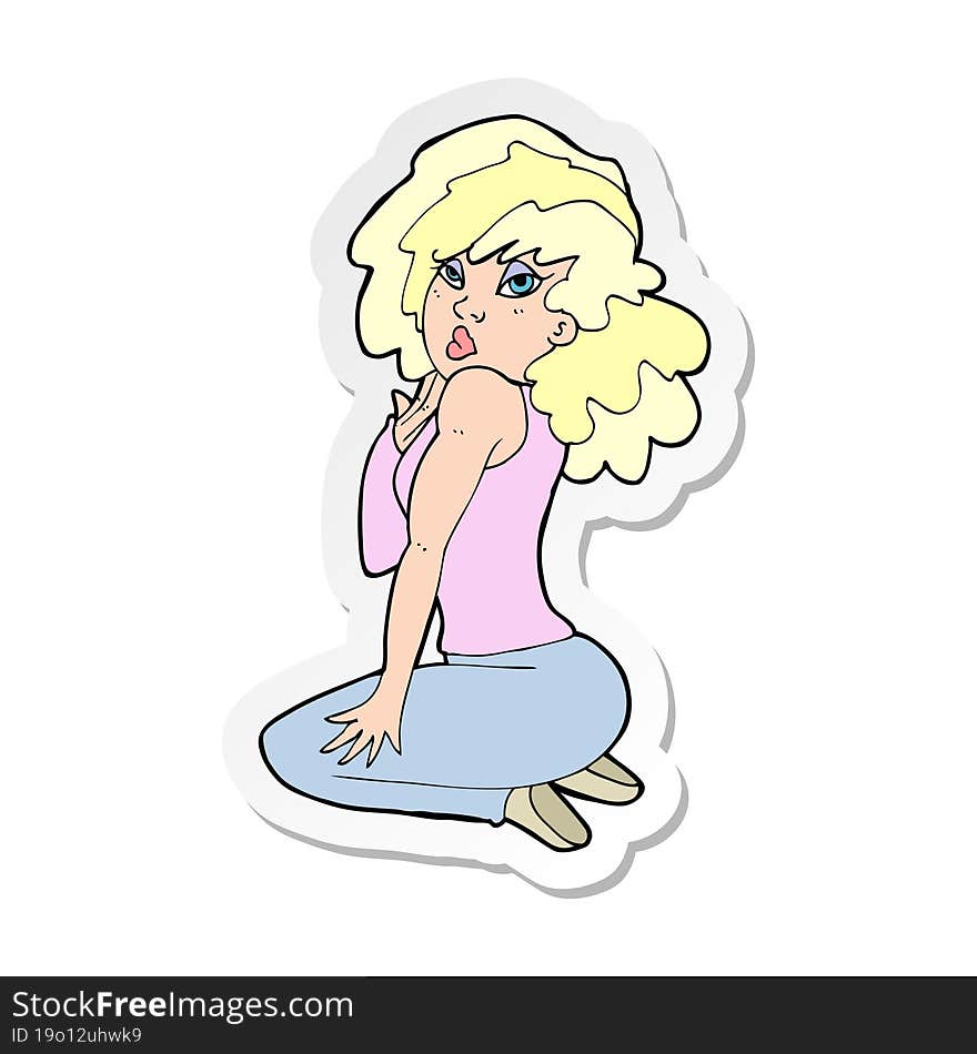 sticker of a cartoon woman posing