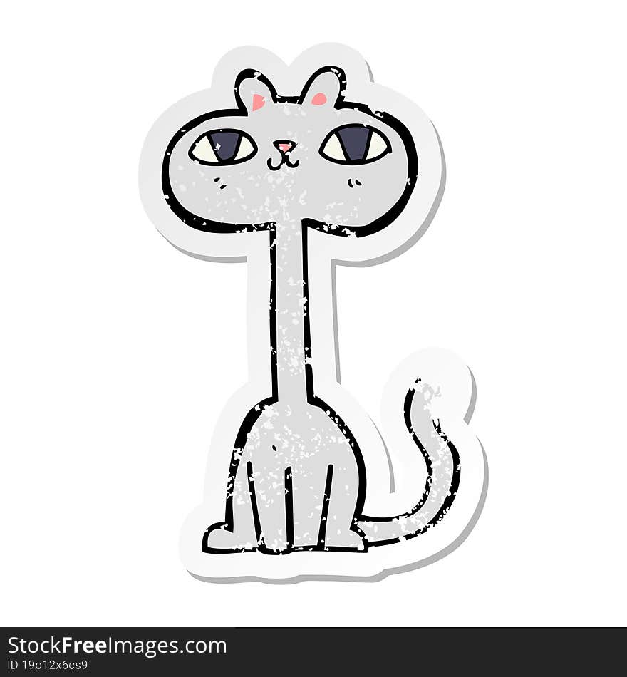 distressed sticker of a cartoon cat