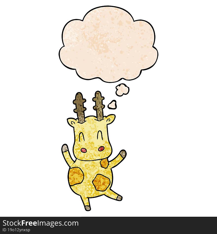 cute cartoon giraffe and thought bubble in grunge texture pattern style