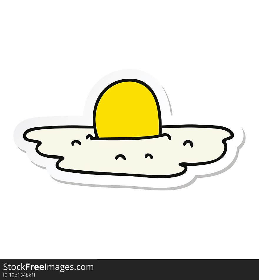 Sticker Of A Quirky Hand Drawn Cartoon Fried Egg