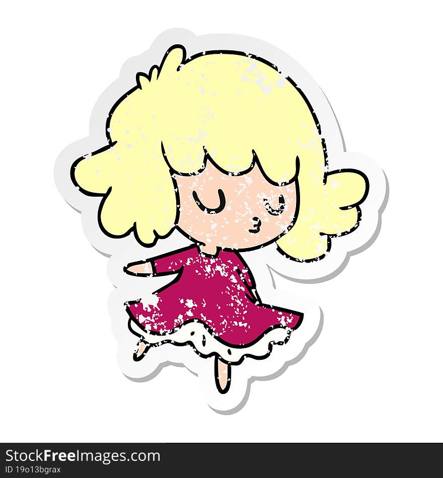 Distressed Sticker Cartoon Of A Cute Kawaii Girl