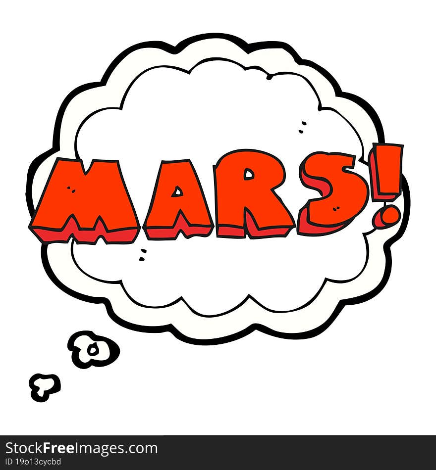 thought bubble cartoon Mars text symbol