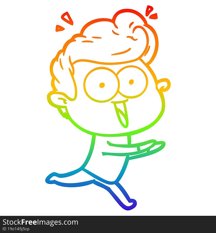 Rainbow Gradient Line Drawing Cartoon Staring Man